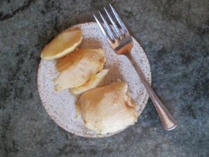 hot, cooked apple on plate