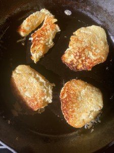 parsnip cakes in the frying pan