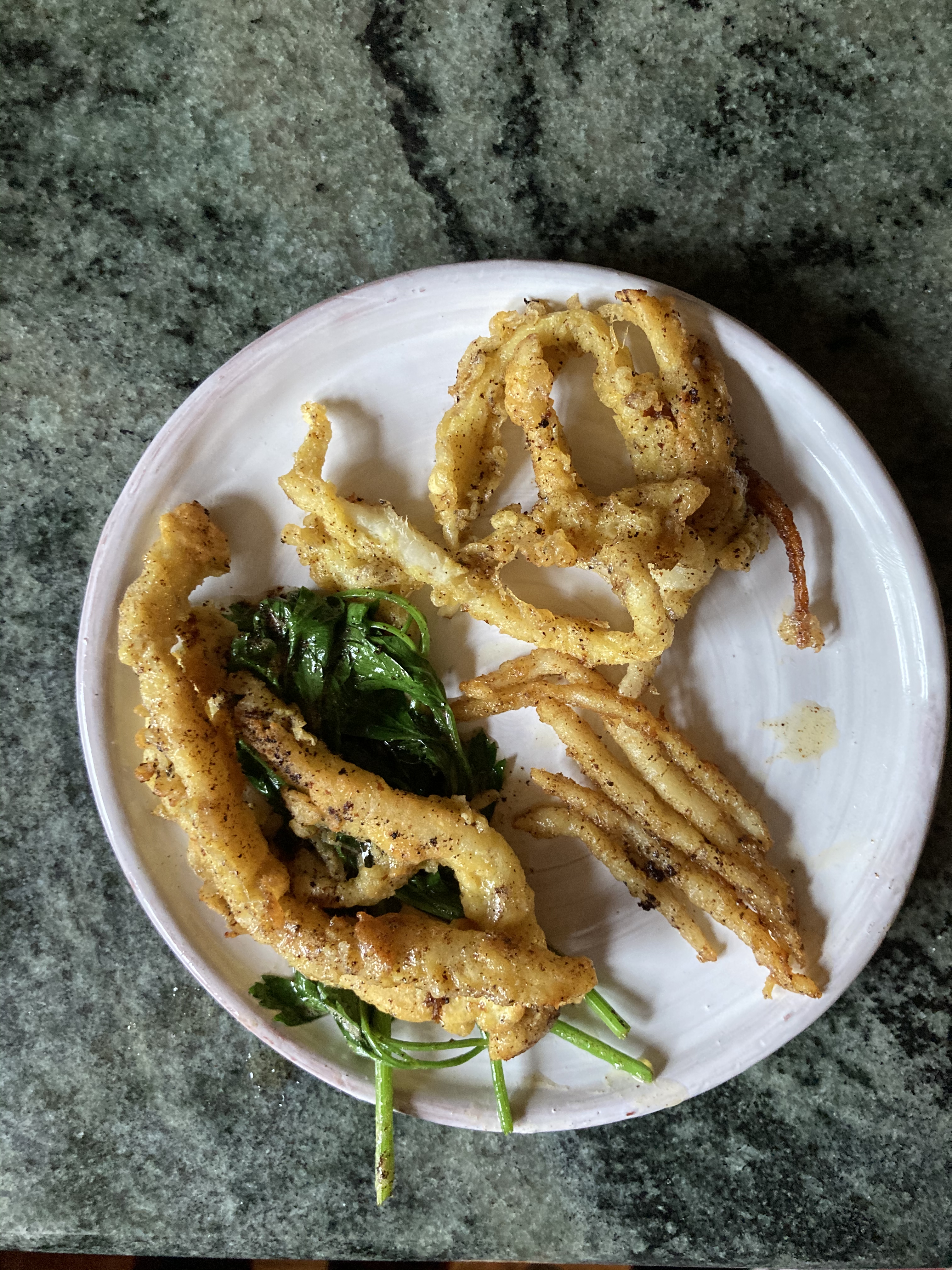 recipe 1: skirret fried in brown butter recipe 2: skirret battered and fried in brown butter recipe 3: skirret battered and fried in brown butter with fried parsley and verjus