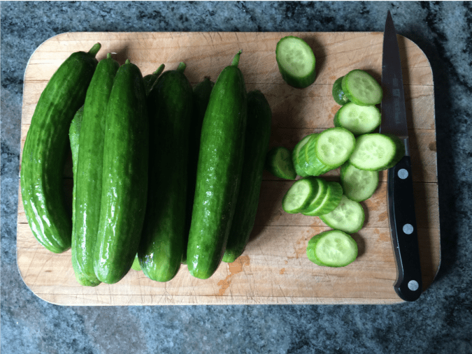 cucumbers on cutting board