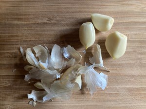 garlic on cutting board
