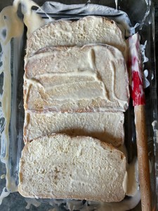 bread covered in cream mixture