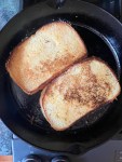 crispy bread cooking in pan