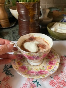 hot chocolate with whipped cream in cup