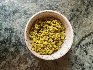 ground pistachios in bowl